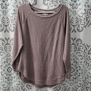 Waffle Knit Long Sleeve Top - Mauve